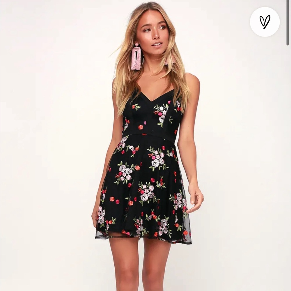 lulus embroidered floral mini dress